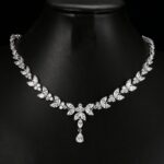 Elegant Long Horse-Eye Waterdrop Zircon Platinum Necklace